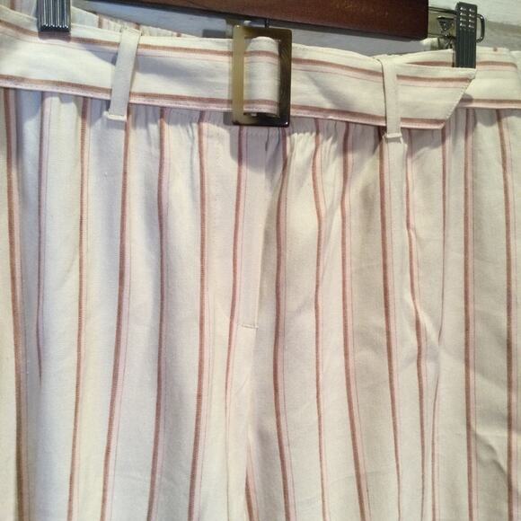 J.Jill Jenna Crop Stripped Linen Blend Pants Barleymult M petite - Picture 6 of 6